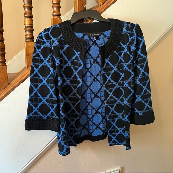 Ming Wang Sweaters - Ming Wang Black & Blue Sweater